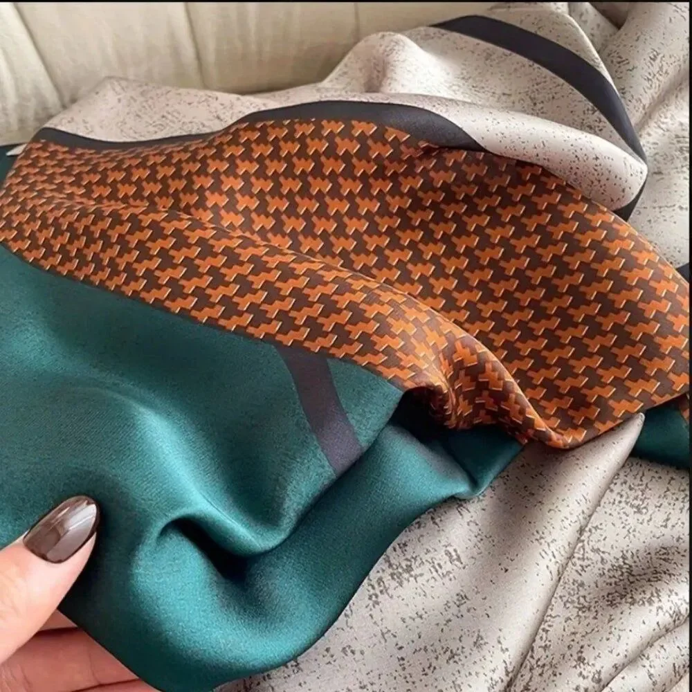 Luxury color Block silk scarf shawl